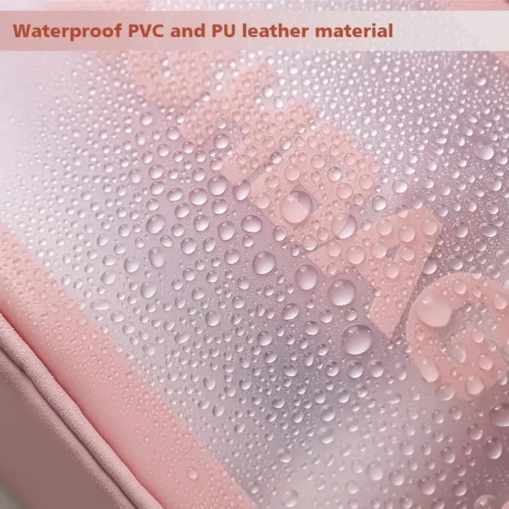 grande capacité, sac cosmétique transparent en pvc imperméable, sac de voyage portable pour le rangement des maquillages, sac à main en cuir pu, organisateur de toilette.