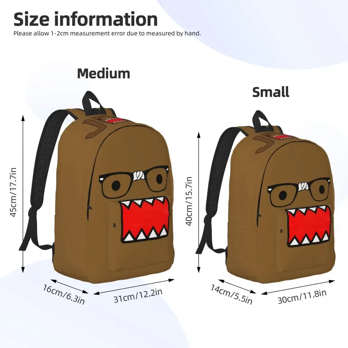 jdm domo kun poupée visage mode sac à dos durable étudiant affaires mignon drôle sac à dos pour hommes femmes ordinateur portable sacs en toile