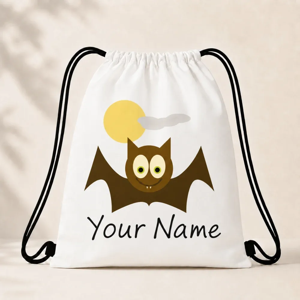 sac à dos de rangement personnalisé pour halloween, sac à cordon léger avec impression de nom personnalisable pour halloween trick or treat
