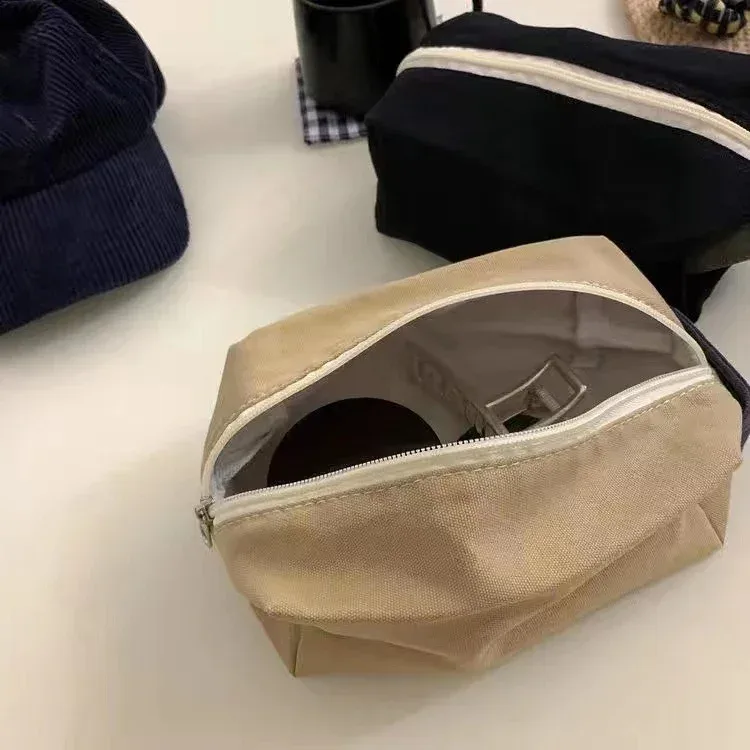 sacs de rangement de cosmétiques de style coréen pour femmes, 1 pièce, pour maquillage, voyage, étui de maquillage en toile, petit grand fourre-tout, kit de maquillage