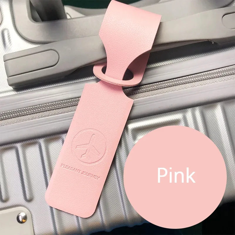 étiquette de bagage portable en cuir pu, identification de valise portable, étiquette de sac d'embarquement de bagages, porte-adresse d'identification de nom, accessoires de voyage, 1pc