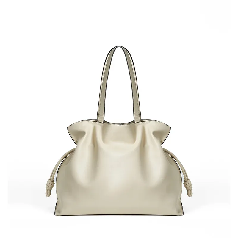 sac seau en cuir de vachette souple 2026 pour femme, sac fourre-tout plissé à cordon, sac de luxe de créateur à bandoulière unique, sac porte-bonheur