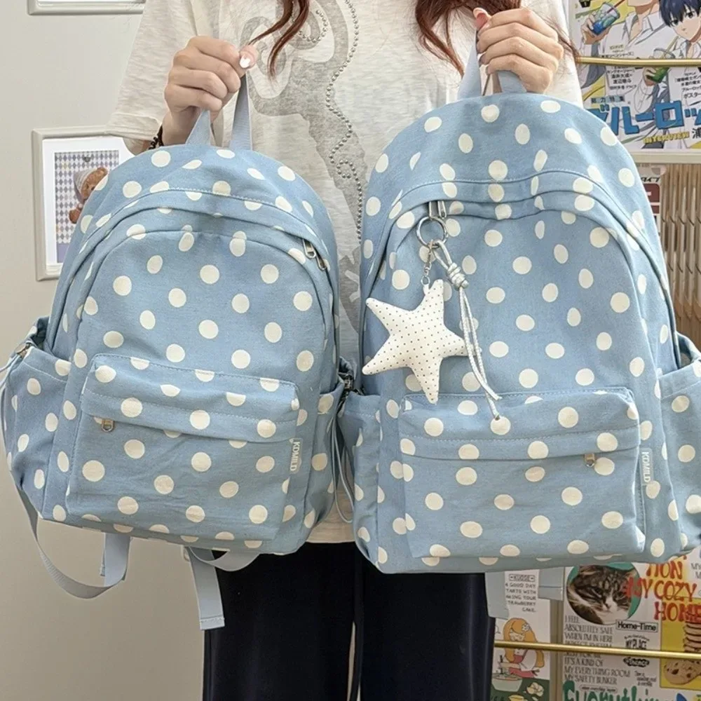 sac à dos tendance à pois grande capacité léger pour l'école et les loisirs, nouveau sac à dos étoile pour femme