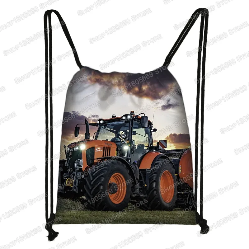 sac à dos à imprimé tracteur pour enfant, sac à dos avec cordon de serrage pour garçon et fille
