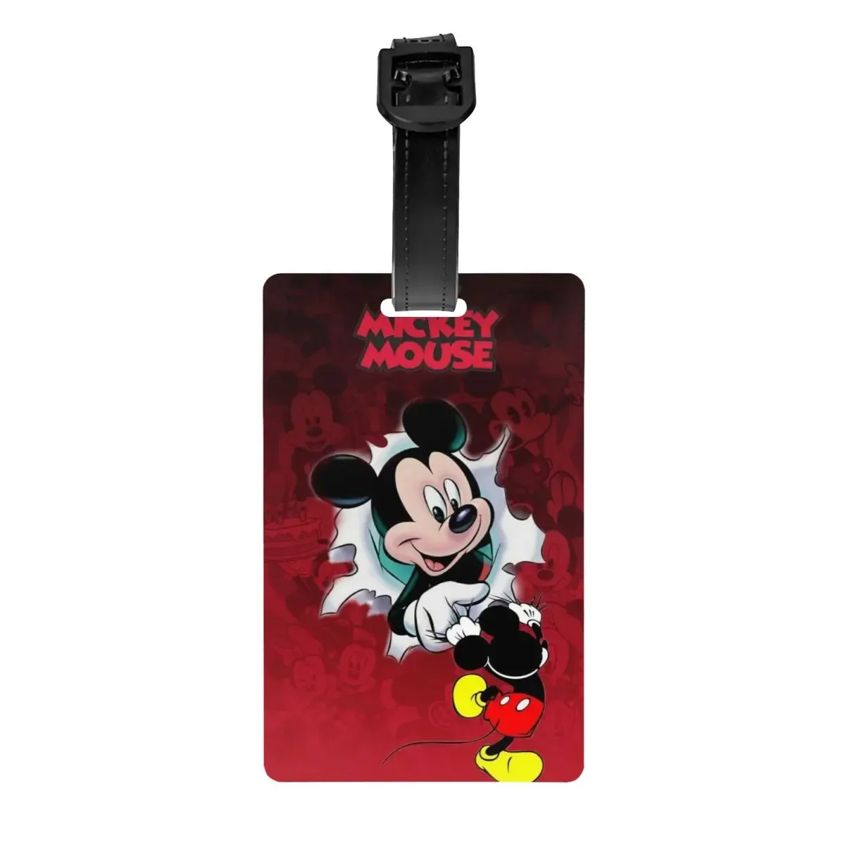 étiquette de bagage personnalisée m-mouse pour valises, étiquettes de bagage mignonnes de dessins animés, étiquette d'identification avec couverture de confidentialité