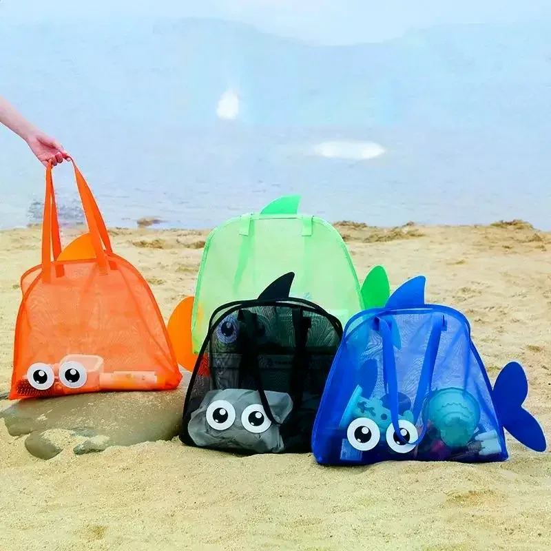 sac de rangement mignon de grande capacité, pochette portable pliable en maille pour organiser les jouets de plage, pour les voyages à la plage, les sports de plein air