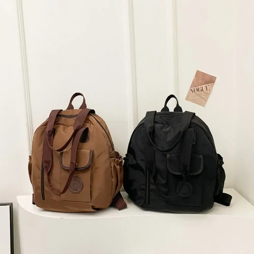 sac à dos de natation en nylon de style coréen mignon, grande capacité, couleur unie, forme ronde, sac à bandoulière, sac fourre-tout, sac de sport en nylon, sac de voyage