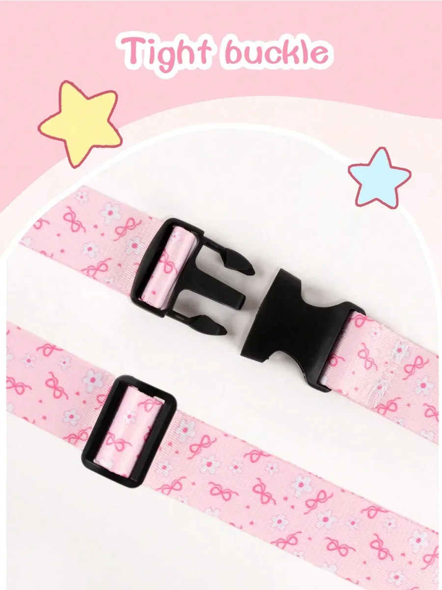 sangle de bagage réglable à imprimé mignon pour valise, ceinture de voyage en tissu doux avec boucle, sangle de sac légère pour femme