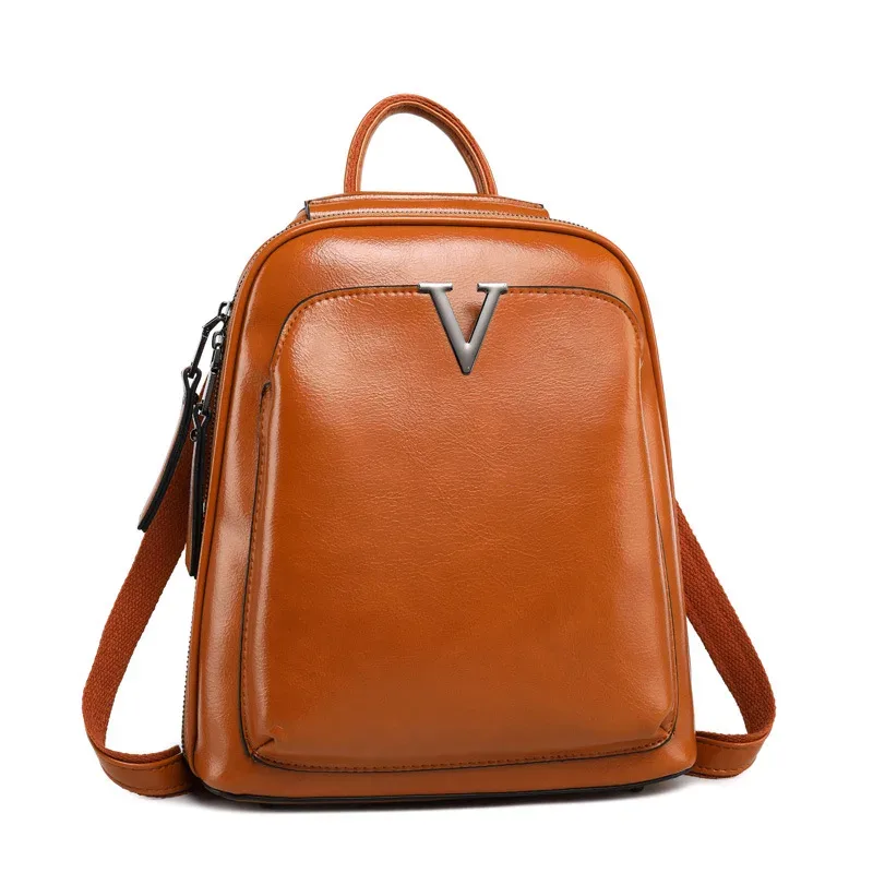 sac à dos en cuir véritable pour femme, sac à dos en cuir de vachette rétro, sac à dos pour femme, sacs à bandoulière initiés, sac à dos à l'huile, mode scolaire, avertir