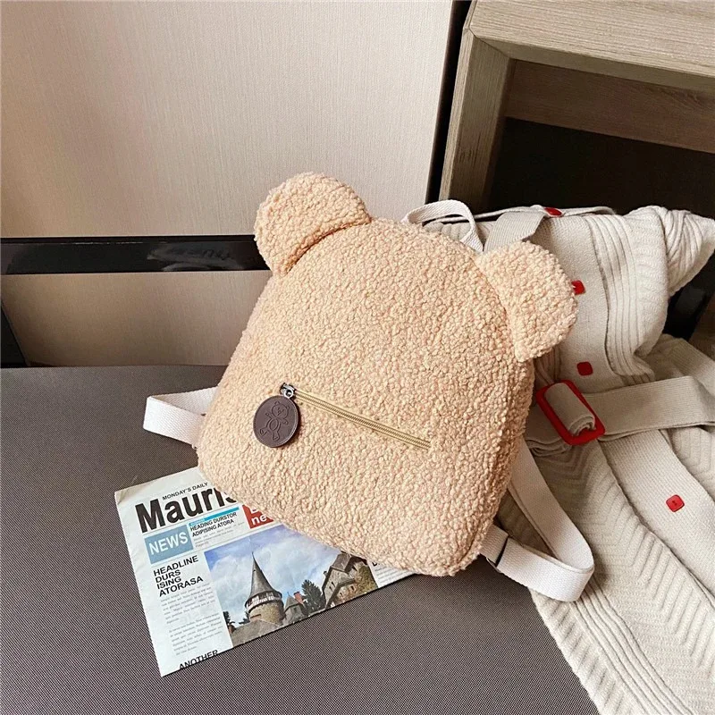 sac à dos en peluche, sac à dos mignon avec oreilles d'ours, sac parent-enfant, sac de transport de style décontracté de grande capacité