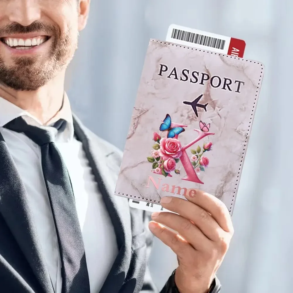 porte-passeport personnalisé avec lettres florales, nom personnalisé, pratique pour les voyages, les affaires, les mariages, cadeau