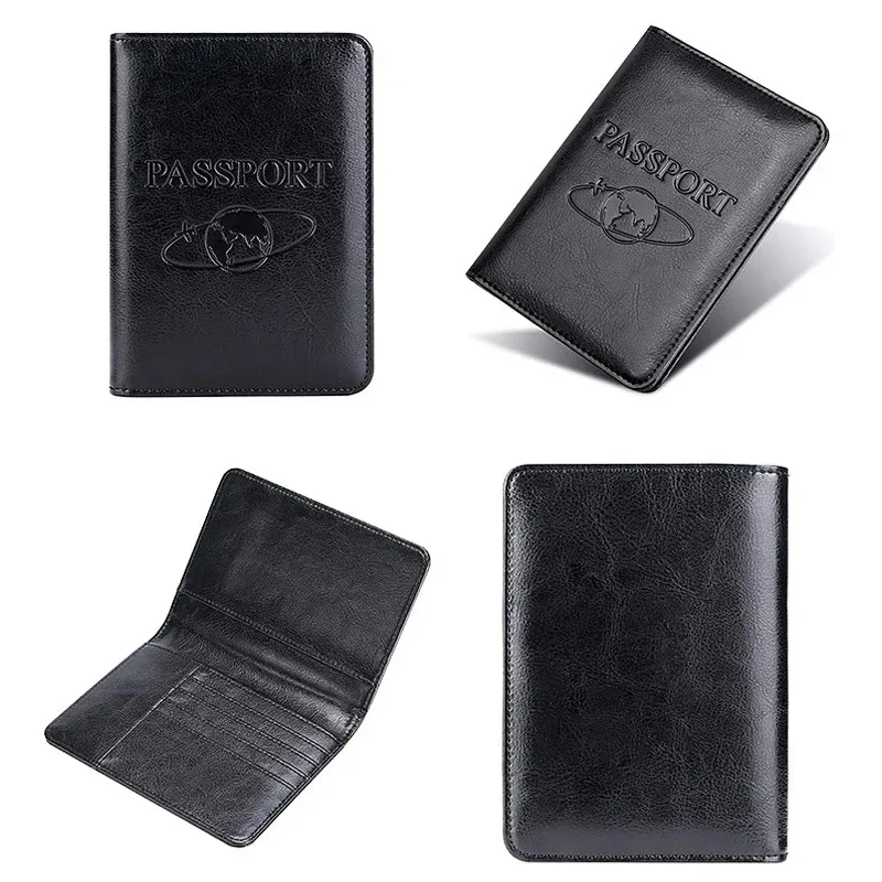 couverture de passeport unisexe en cuir véritable, blocage rfid, porte-passeport pour hommes, étui pour carte d'identité, portefeuille de voyage pour wowen