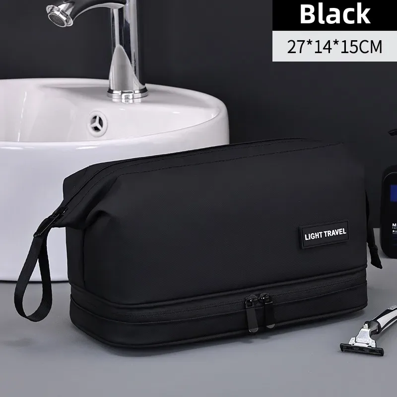 trousse de toilette de voyage homme double couche grande capacité imperméable pour cosmétiques et rasage – sac de rangement portable pour maquillage