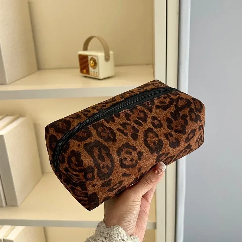 sac de maquillage léopard, trousse à cosmétiques de voyage, sac de rangement portable à fermeture éclair, sacs de toilette multifonctions, organisateur pour femmes, pochette