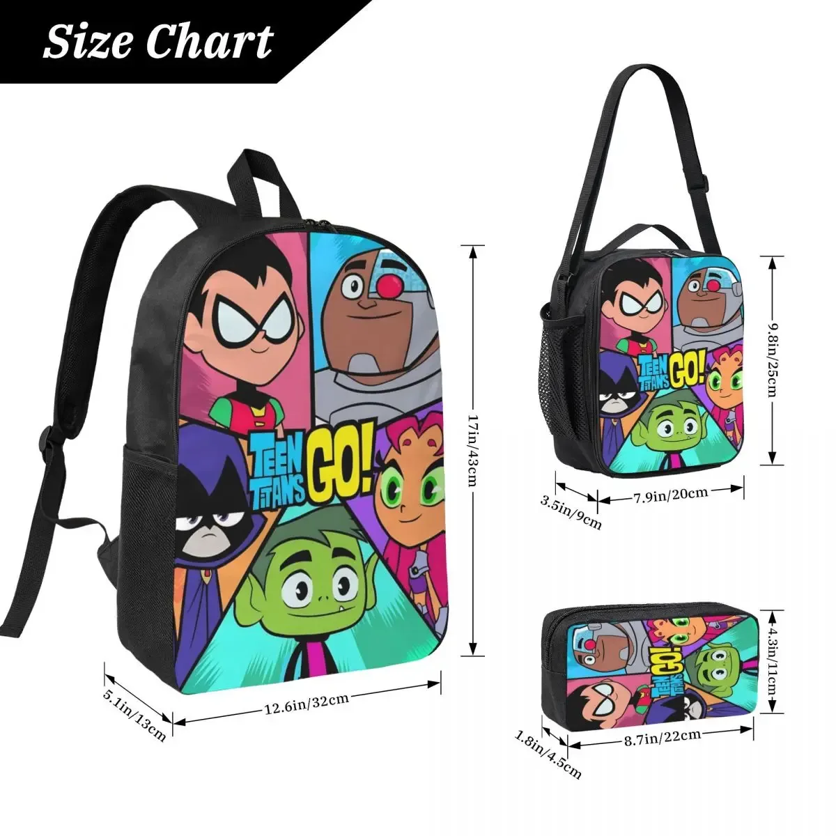 3 pièces adolescents titans go beast garçon sac à dos ensemble pour garçon fille boîtes à crayons ensembles de sacs à livres avec boîte à déjeuner pour les écoliers sac à dos
