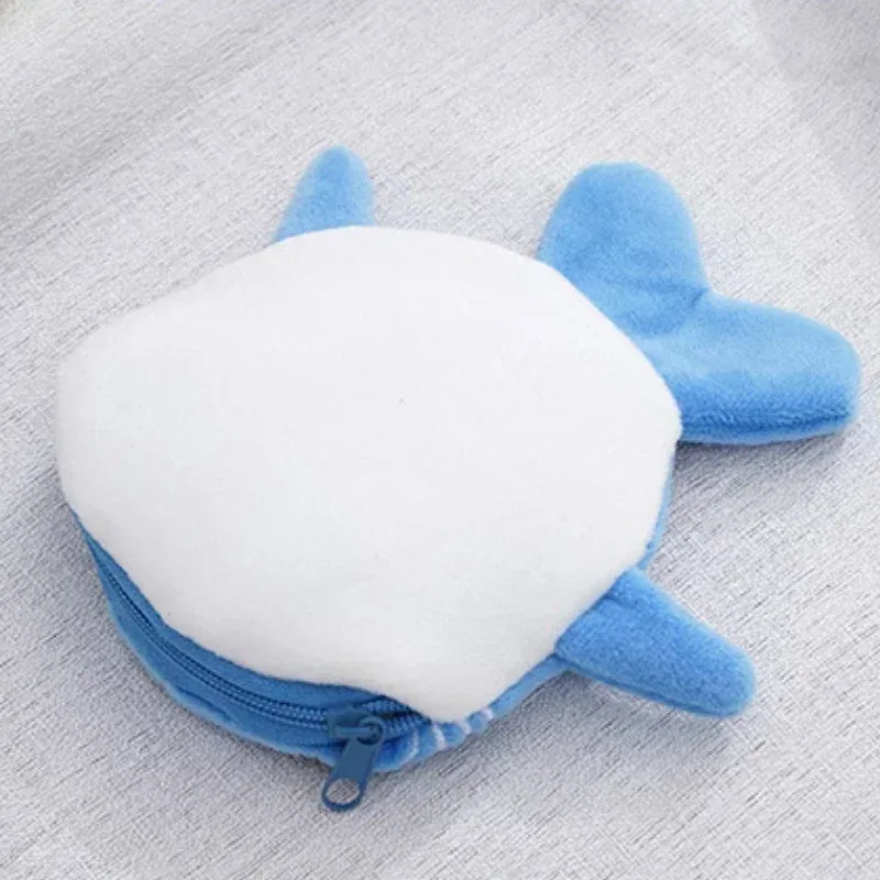 femmes requin argent carte clé écouteur porte-monnaie pour petites choses organisateur pochette fermeture éclair mignon en peluche poisson porte-monnaie sacs