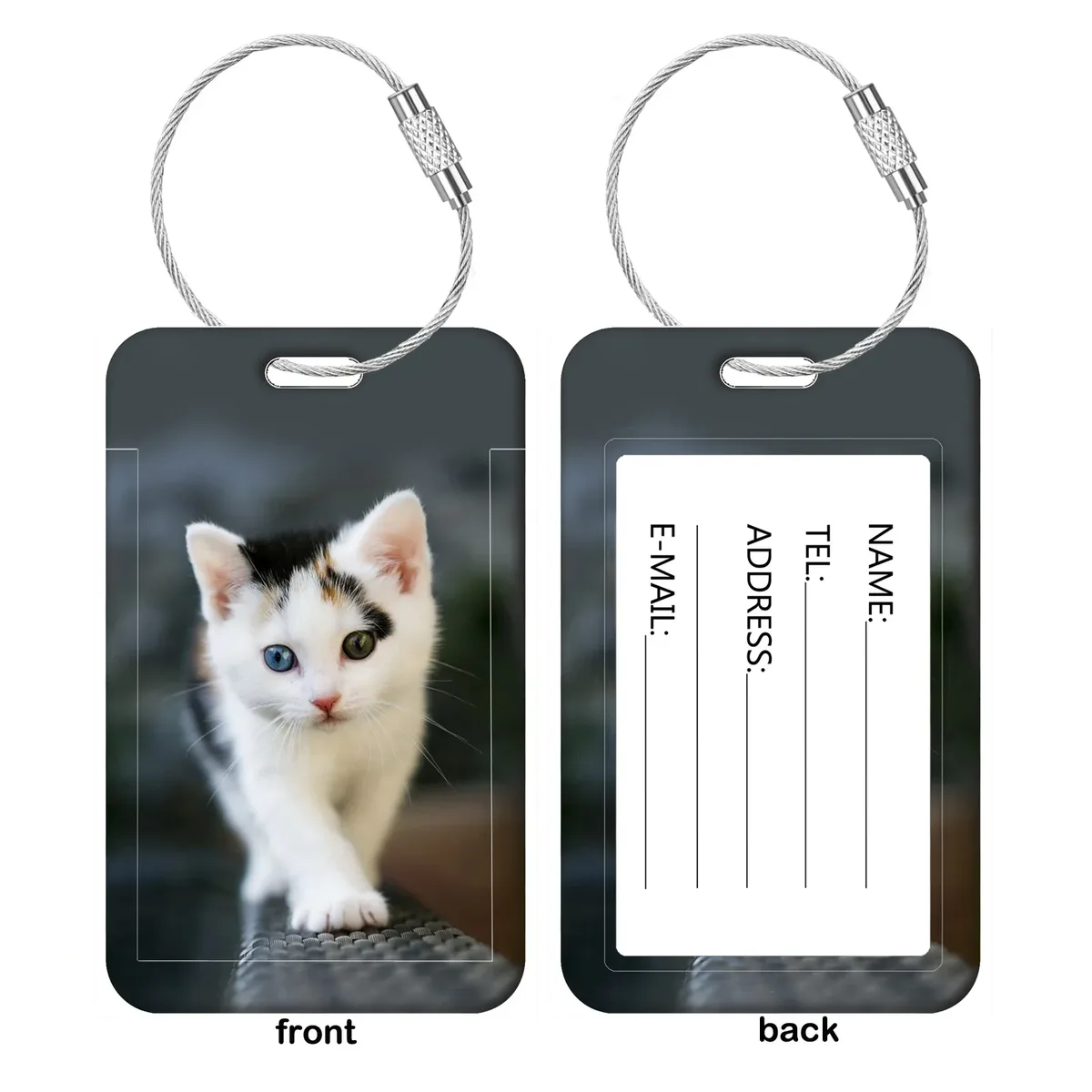 étiquettes de bagage chat mignon, porte-adresses et noms pour valises, étiquettes de bagage chaton, accessoires de voyage pour valises