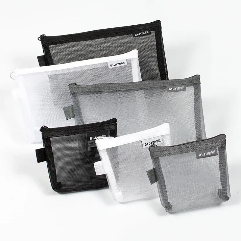 sacs de rangement portables de voyage, sacs à monnaie en nylon visible en maille, porte-monnaie de grande capacité, organisateurs de maquillage de toilette, pochette pour carte de crédit d'identité