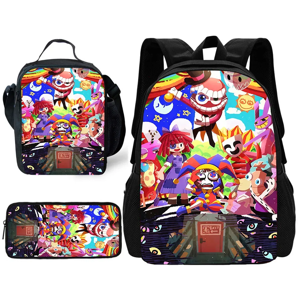 sac à dos d'école pour enfants cartoon a-amazings digitals circus avec sacs à déjeuner, sacs à crayons, sacs d'école pour garçons et filles, meilleur cadeau