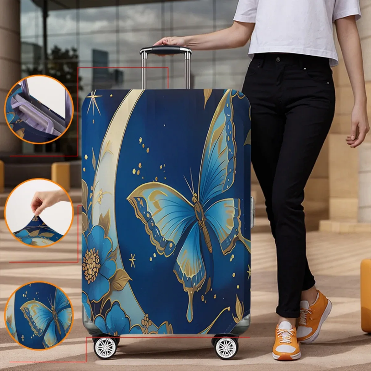 housse de protection pour bagages à motif animal, ensemble adapté aux housses de bagages de 18 à 32 pouces, housse de poignée de valise, accessoires de voyage