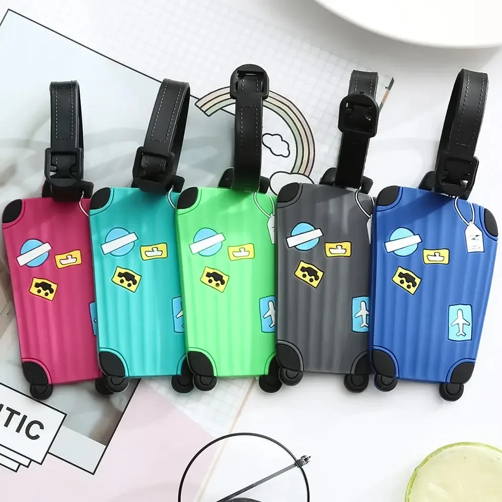 étiquettes d'identification kawaii pour voyages d'affaires, étiquettes de bagage en silicone pour sacs à dos et sacs à main, étiquettes nominatives pour valises avec sangle