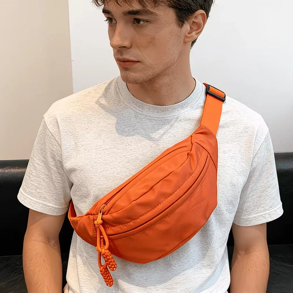 sac de poitrine unisexe simple et léger, sac bandoulière, sac à épaule, avec sangle réglable, conception intégrée de grande capacité, libère vos mains, adapté aux trajets quotidiens, aux voyages et à l'utilisation par