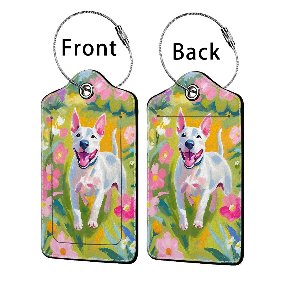offre spéciale mignon chien en cuir affaires étiquette de bagage valise adresse étiquette bagages embarquement étui étiquette nom id adresse clip