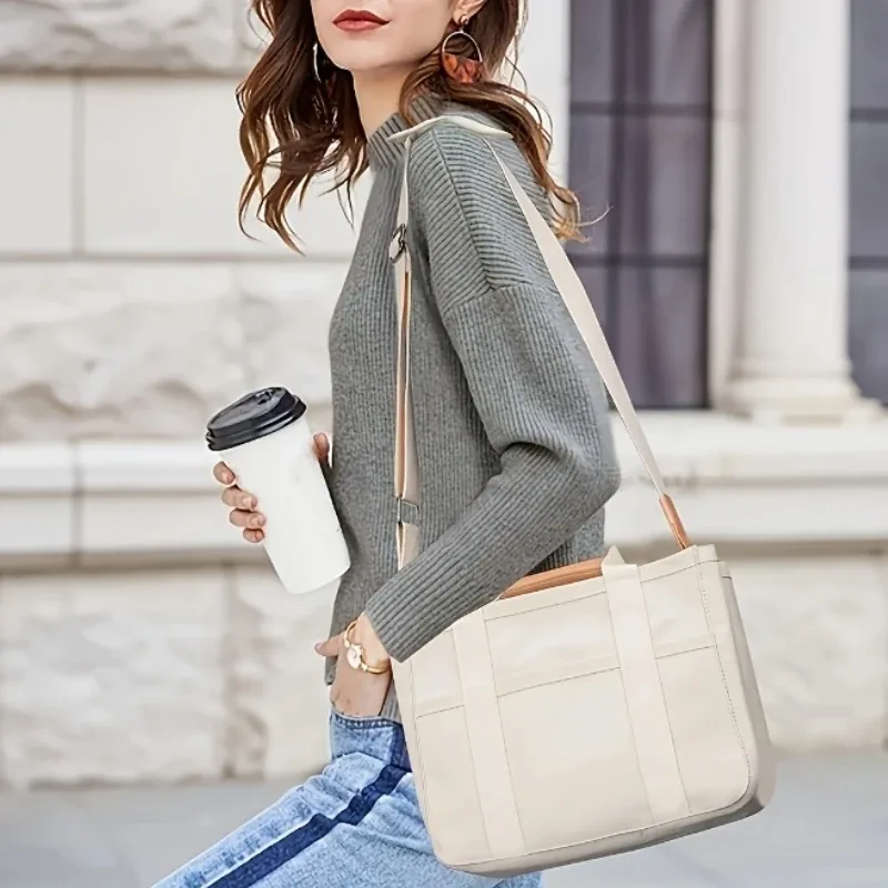 sac à bandoulière blanc à la mode pour femmes, sac à main de grande capacité, sacs de rangement multifonctionnels à plusieurs compartiments