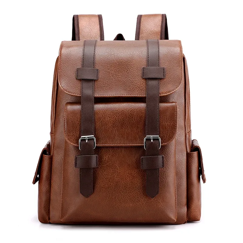 sac dos cuir pu noir marron bandoulière arquée poches frontale lateral voyage décontracté jacquard