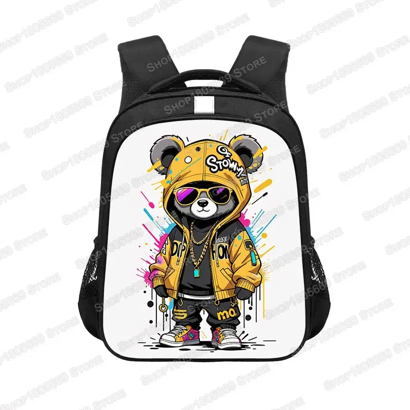 sac à dos kawaii graffiti bear print pour enfants, sac à dos de voyage pour adolescents, hip hop, sacs d'école pour enfants, cadeau pour enfants de 3 à 18 ans, 14 po, 16 po