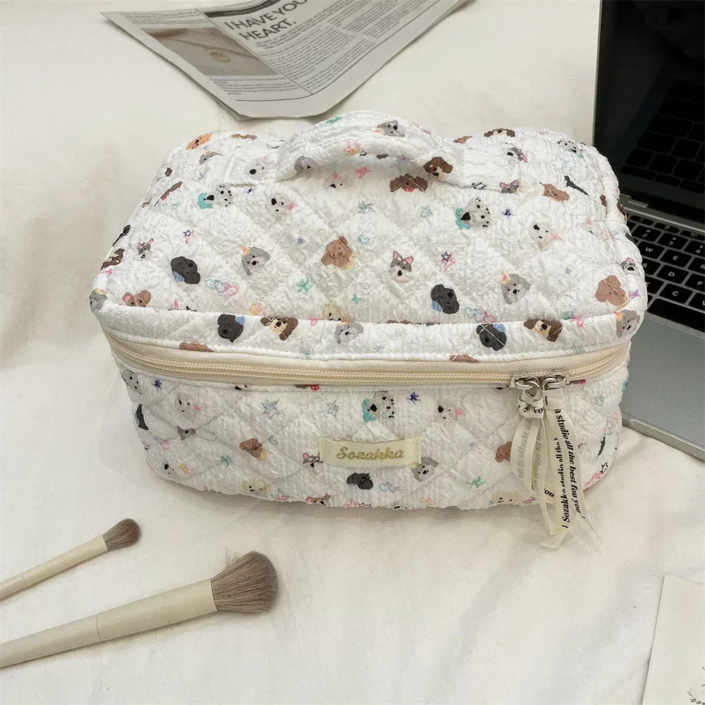 nouveau dessin animé dames sac de rangement de voyage rétro floral femmes sacs à cosmétiques mignon filles trousse de maquillage sac de maquillage sacs à main