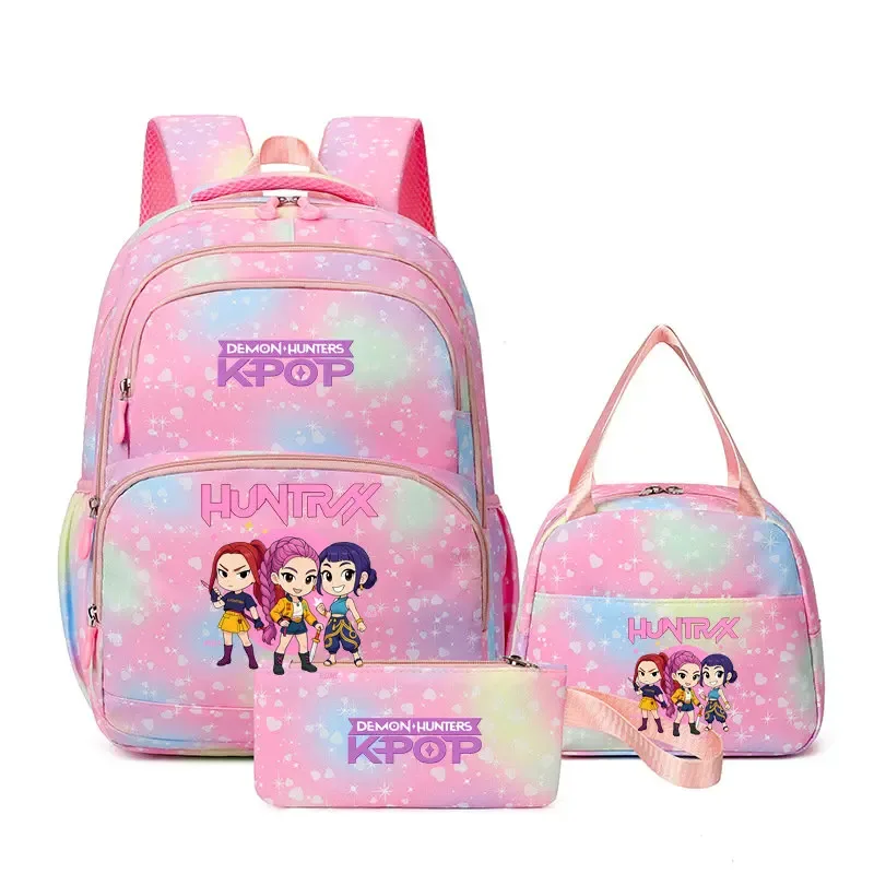 kpop demon hunters – sac à dos pour ordinateur portable pour filles, 3 pièces, sac à dos huntr/x pour adolescents, garçons et femmes, mochila de voyage pour usage quotidien