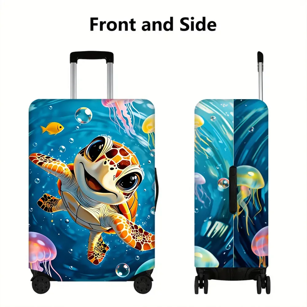 housse valise polyester imprimé tortue marine sourire bubbles méduses bleu rouge noir protection voyage