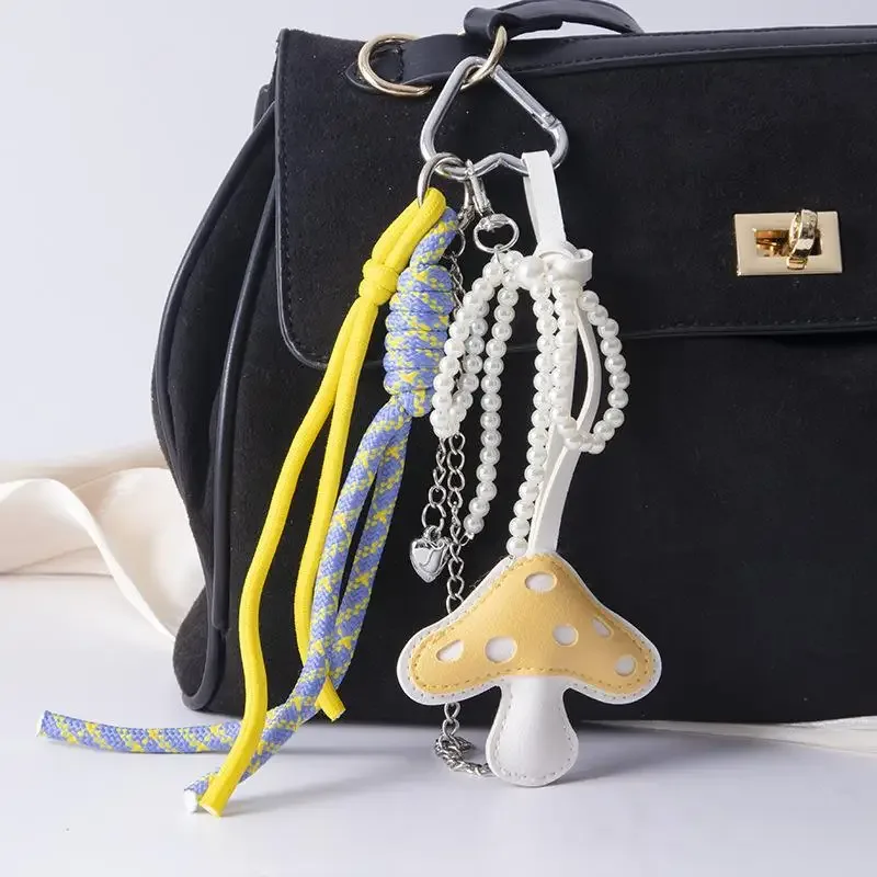 modish cuir miniature ours tissé laçage sac à dos parure bricolage porte-clés sac à main ajout
