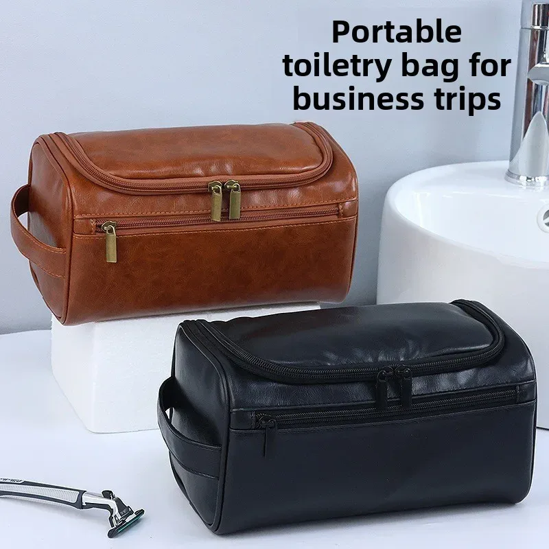 sac à cosmétiques rétro en pu, grande capacité, imperméable, pochette de rangement pour maquillage 3d pour les voyages et les affaires