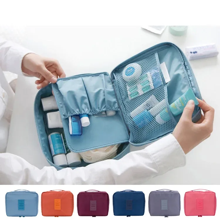 trousse de maquillage de voyage portable pour femmes, trousse cosmétique multifonctionnelle, étuis de maquillage étanches, trousse de toilette à plusieurs compartiments