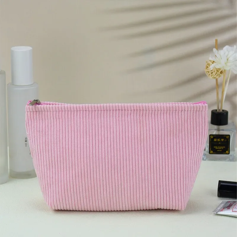 nouveau sac de maquillage octogonal en velours côtelé pour femmes, sac de rangement portable de grande capacité, trousse de toilette de voyage ms04