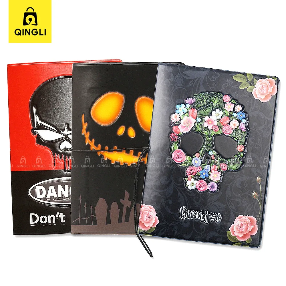 Couverture de passeport en forme de crâne de Rose, accessoires de voyage, corde de Contraction de Style Halloween, étui porte-passeport Anti-perte, nouvelle mode