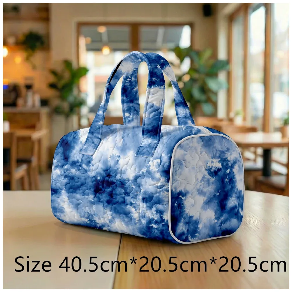 sac fourre-tout matelassé tendance pour femmes, motif tie-dye et marbré, sac à bandoulière grande capacité, sac à main pour les voyages, le shopping, la plage, la salle de sport