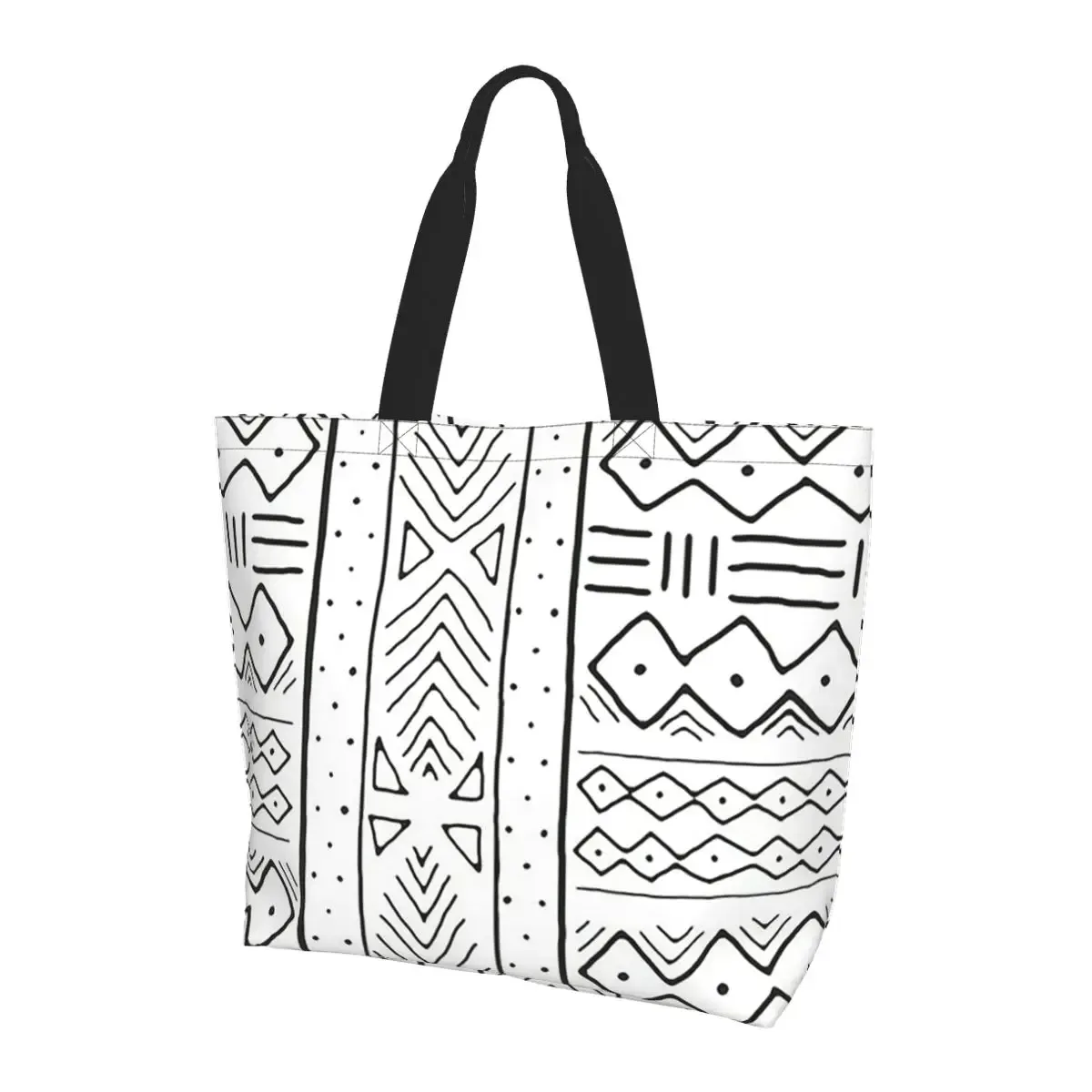 sac fourre-tout en toile de grande capacité avec motif tissé africain, sac à bandoulière pour femme, idéal pour le shopping et les courses