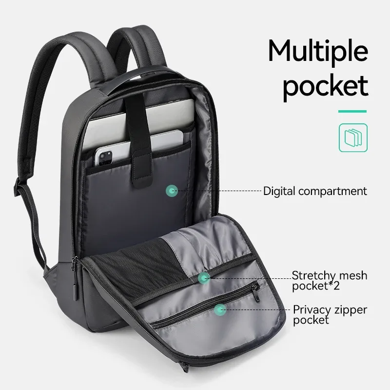sac à dos pour ordinateur portable ultra-léger mark ryden, tissu oxford hydrofuge avec poche arrière antivol