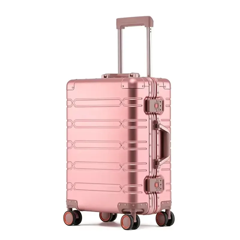 valise à roulettes 100% aluminium-magnésium, grande capacité, avec roue rotative, boîtier de chariot de voyage, valise à main de 20 pouces