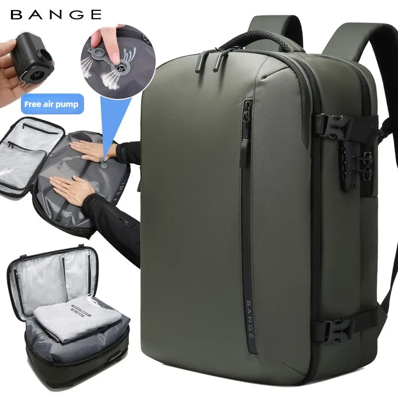 organisateur voyage tissu oxford noir compartiment transparent sections anti-fourreaux expansible vacuum system sac dos polyester multifonctionnels travels
