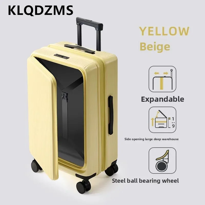 klqdzms 20 "22" 24 "26" 28 pouces bagages de voyage abs + boîtier d'embarquement pc extensible ouverture avant boîtier de chariot pour ordinateur portable valise de cabine