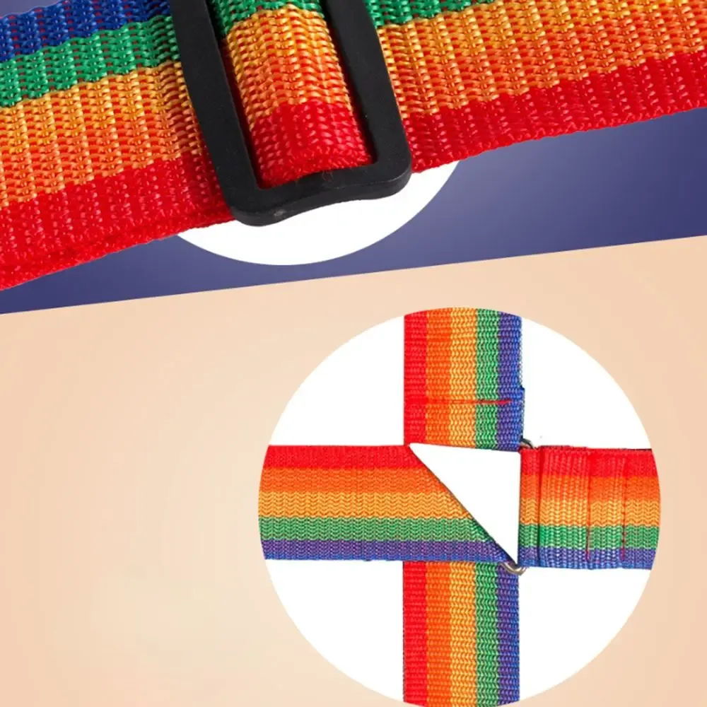sangle de bagage arc-en-ciel réglable, nom d'autocollant, sangle de bagage, ceinture d'emballage environnemental, accessoires de valise