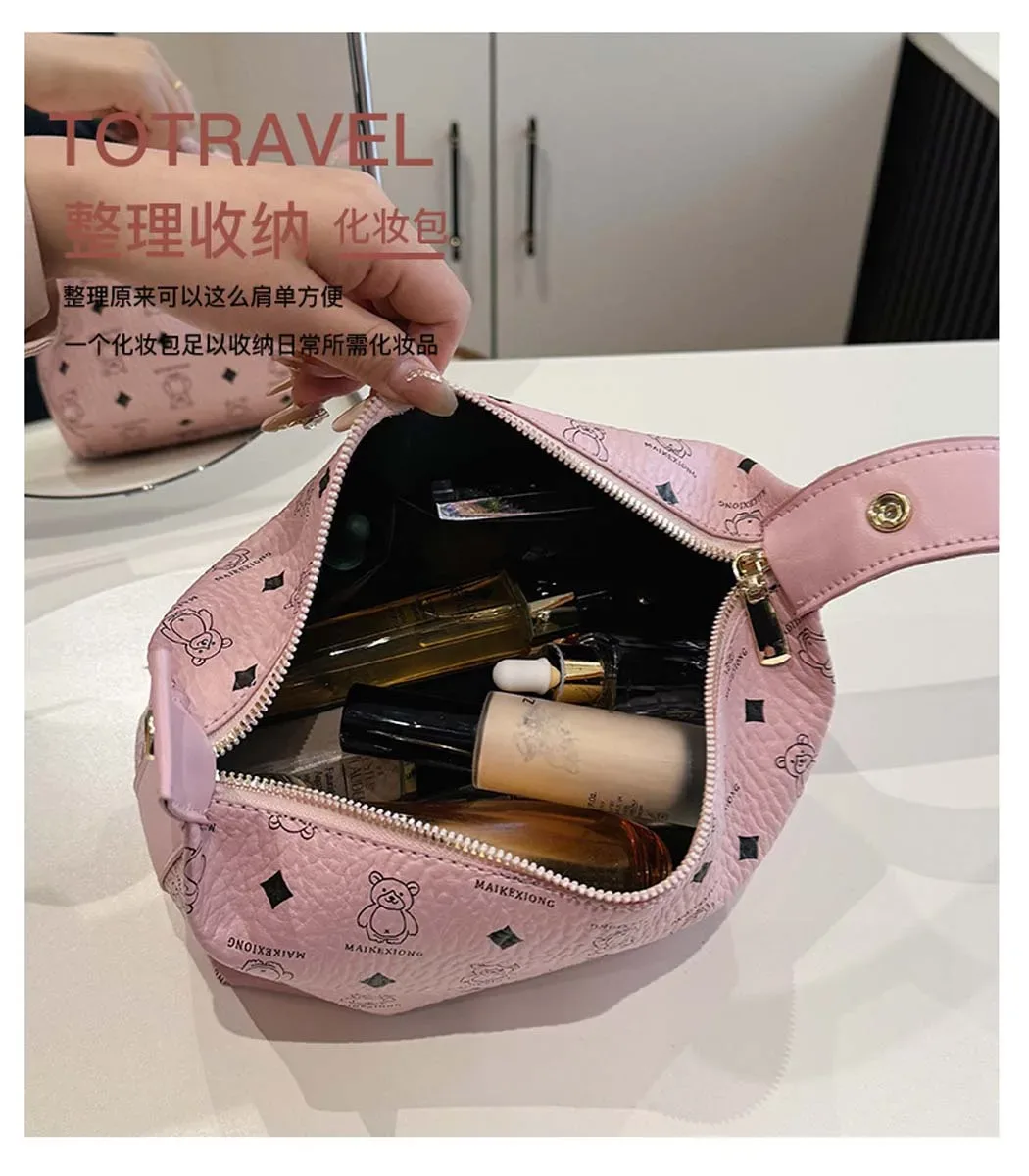 sacs de maquillage ours de dessin animé, nouveaux sacs de rangement portables de grande capacité, sacs de toilette tendance anti-éclaboussures et à la mode, vente en gros