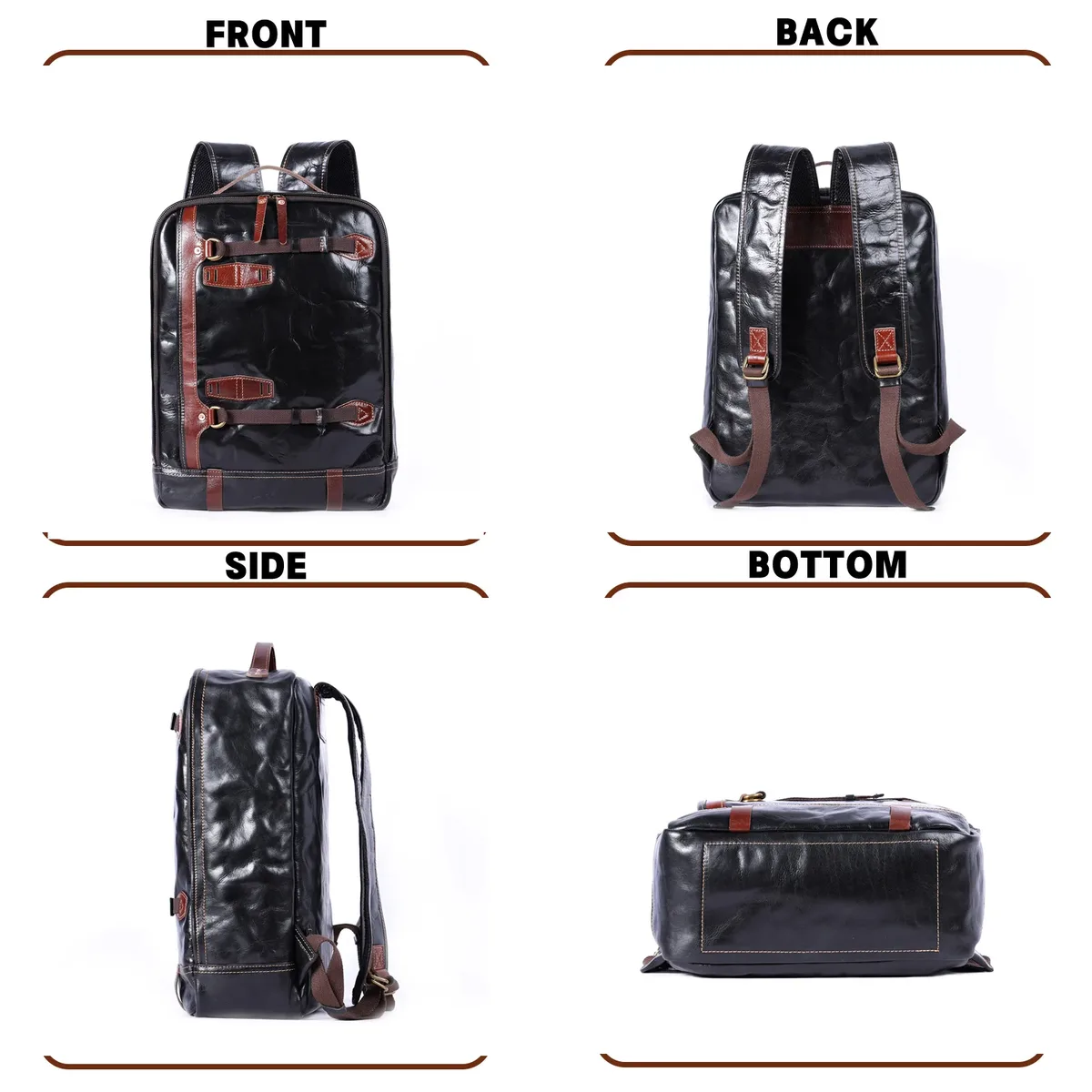 s.worker sac à dos décontracté en cuir de vache véritable pour hommes, sac à dos pour ordinateur portable de 16 pouces, sacs de voyage de grande capacité, sacs d'école