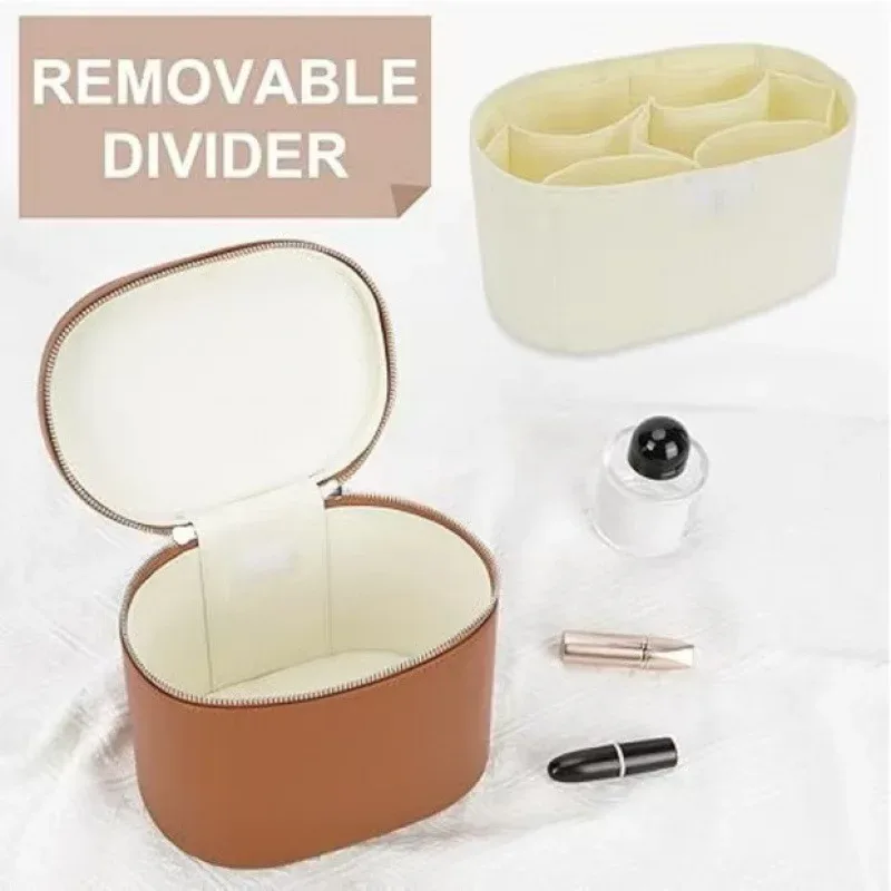 sacs à cosmétiques de voyage en cuir pu avec poignée minimaliste, double fermeture éclair, trousse de maquillage de beauté portable pour dames, nouvelle collection