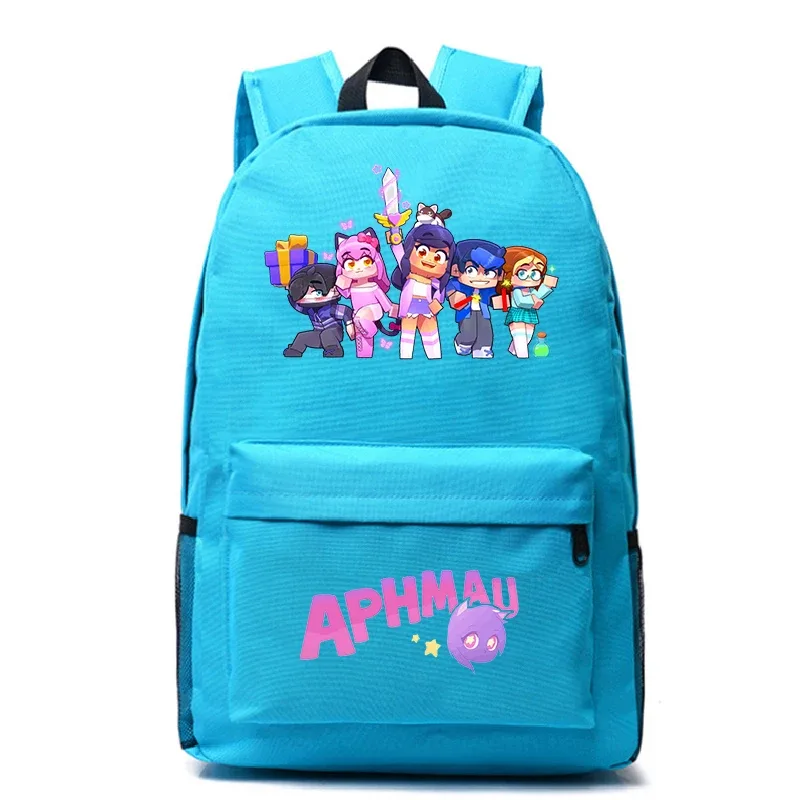aphmau imprimer sacs à dos mode étudiants sacs d'école adolescent pochette d'ordinateur filles garçons dessin animé bookbag grande capacité voyage sac à dos