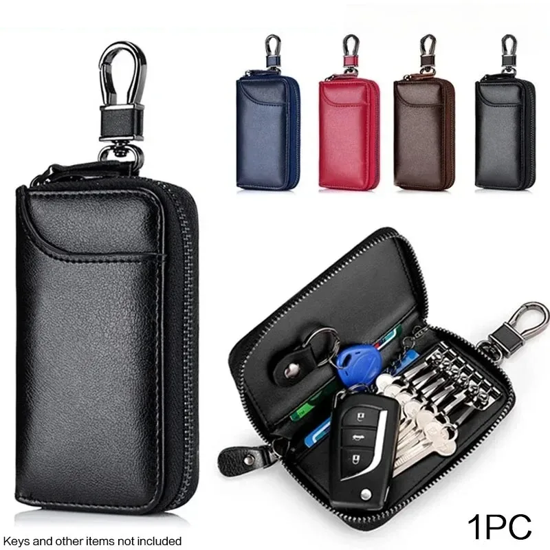 porte-clés en cuir véritable unisexe, sac à clés, organisateur multifonction, porte-monnaie, femme de ménage intelligente, petite étui pour clés de voiture, pochette pour clés